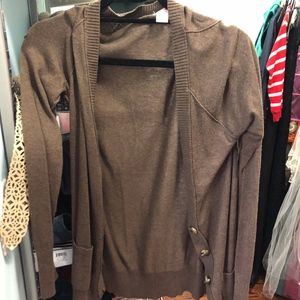brown cardigan sweater